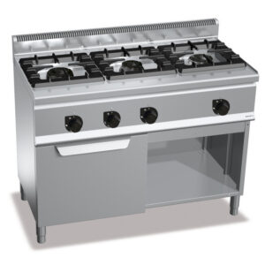 Gasherd 3 Brenner 19kW mit Gasbackofen 3,5kW