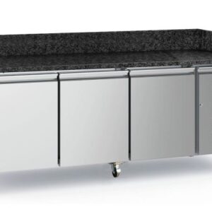 Pizzatisch 3 Türen mit Schwarze Granit 202cm