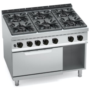 Gasherd 6 Brenner / Gasofen 61,3kW mit Pilotflamme